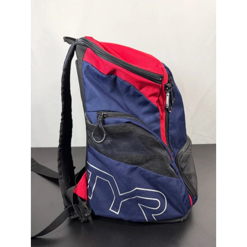 TYR Alliance 45L Swim Backpack Navy Red Team Training Gear Bag
